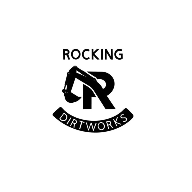 Rocking R Dirt Works Logo on a white background, symbolizing construction and dirt work expertise.